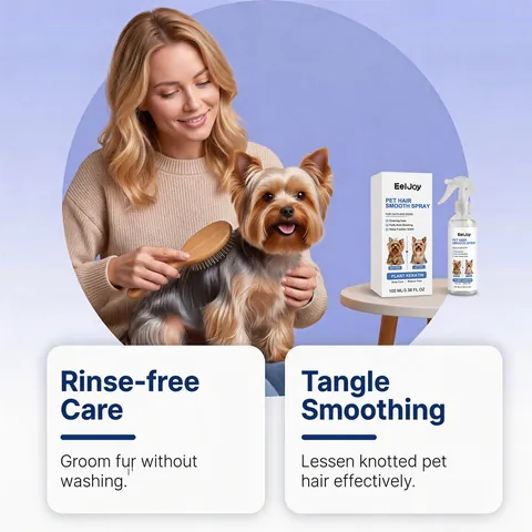 EelJoy Spray Lissant pour Poils d'Animaux Kératine Végétale Huile de Lavande Anti-Frisottis Brume Lissante pour Chiens Chats