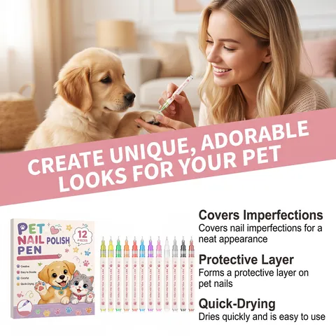 Stylo Vernis à Ongles Professionnel pour Animaux Séchage Rapide Multicolore Stylos de Peinture pour Griffes de Chien et Chat Outils de Toilettage Colorés