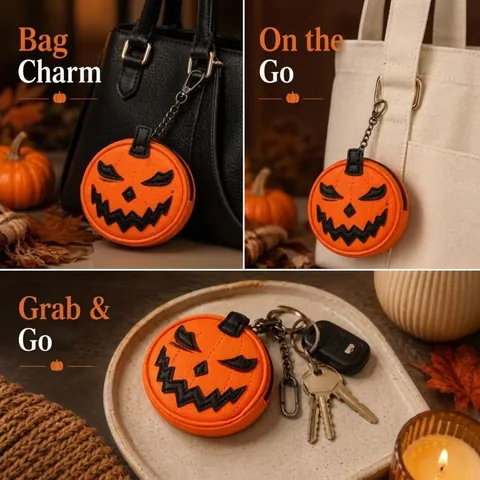 Halloween Kürbis Mini Geldbörse Kreative Jack O Lantern Münzfach Stoff Bestickt Taschenanhänger Schlüsselanhänger Ornament Für Damen Kinder
