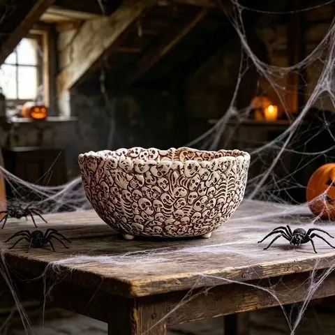 Halloween Skull Storage Bowl Resin Skeleton Ornament Vintage Gothic Desktop Organizer Spooky Home Decor Festive Party Gift