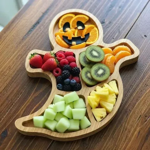 Halloween Holz Charcuterie Brett Geist Totenkopf Wolf Kopf Geformt Serviertablett Für Party Essen Obstteller Deko Brett