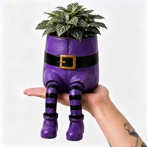 Halloween Hängendes Beindesign Pflanzgefäß Harz Handwerk Kürbis Geist Hexe Sukkulenten Topf Haus Garten Deko Ornament Geschenk