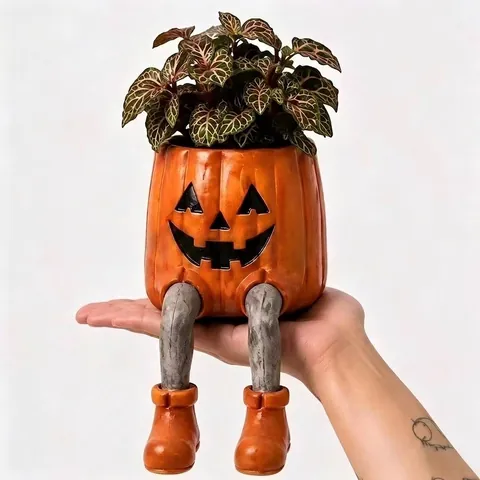 Halloween Hangend Pootontwerp Plantenbak Hars Ambacht Pompoen Geest Heks Succulent Pot Huis Tuin Ornament Cadeau