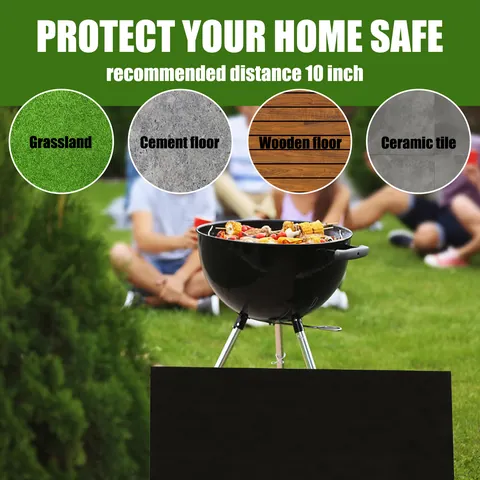 Outdoor Fireproof Mat for Fire Pit Grill BBQ Lawn Deck Protector Black Rectangular Heat Resistant Pad for Camping Fireplace