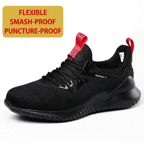 Unisex Safety Shoes Steel Toe Cap Work Boots Lightweight Breathable Anti-smashing Anti-puncture Industrial Protective Footwear For Men Women