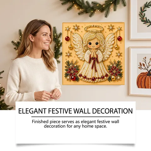 3D Christmas Wall Art 3D Texture Rhinestone Artificial Pearl Inlay Wood Frame Holiday Decor Hanging Painting For Living Room