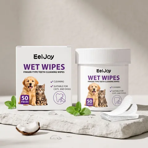 EELJOY Salviette per la Pulizia dei Denti degli Animali in Tessuto non Tessuto Cura Orale Per Cani E Gatti Profumo di Menta e Cocco