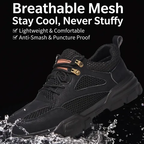Herren Atmungsaktive Arbeitssicherheitsschuhe Stahlkappe Anti-Smashing Durchstichfest Industrielle Schutz-Sneaker Bauschuhe
