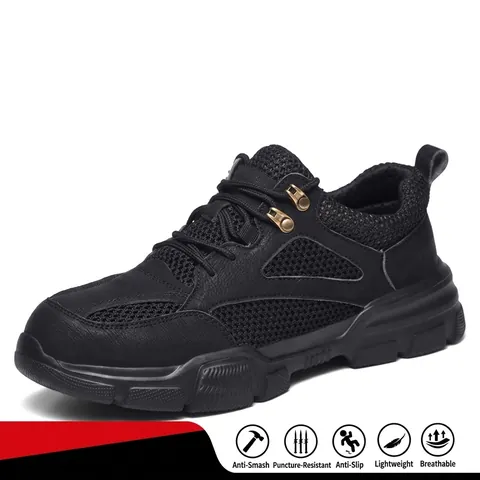 Herren Atmungsaktive Arbeitssicherheitsschuhe Stahlkappe Anti-Smashing Durchstichfest Industrielle Schutz-Sneaker Bauschuhe