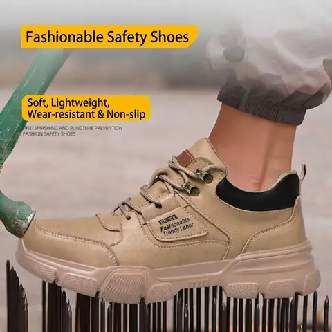 Steel Toe Safety Shoes Men Anti-Smash Anti-Puncture Kevlar Puncture Resistant Lightweight Breathable Industrial Work Boots
