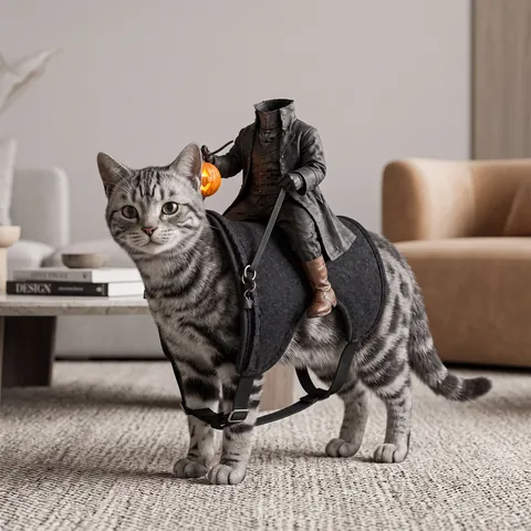 Headless Horseman Style Pet Costume Halloween Funny Light Up Pumpkin Lantern Transformation Outfit For Cats And Small Dogs