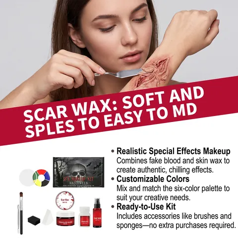 Maquillage SFX Halloween Cire à Cicatrices Sang Coagulé Latex Liquide Palette 6 Couleurs Sang de Scène Pour Fête Cosplay Horreur