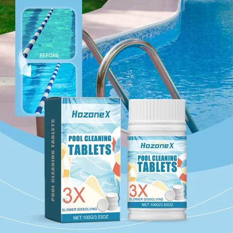 Pastillas de Limpieza de Piscina HOZONEX Triple Disolución Lenta Dosis de Cloro Constante Clarificador y Desinfectante de Agua
