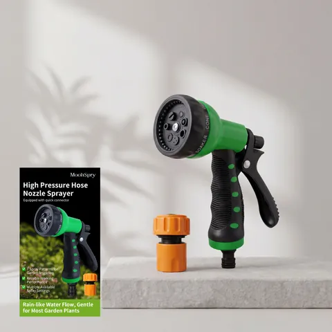 MoonSpry High Pressure Garden Water Gun Nozzle with Multi Adjustable Spray Patterns and Quick Connector for Outdoor Plant Irrigation