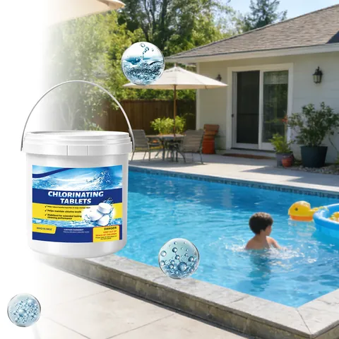 Chlorinating Tablets for Swimming Pools and Hot Springs Long Lasting Water Clarifier Algae Inhibitor Disinfectant Cleaner Bucket