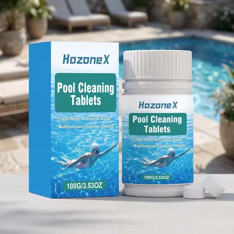 HozoneX Tabletas de Limpieza de Piscina Multifuncionales Control de Algas Equilibrio de Agua Purificador de Piscina de Liberación Lenta Duradera