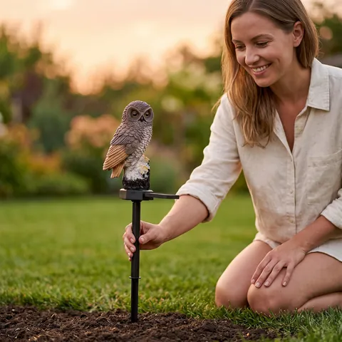 Solar Powered Owl Garden Light Decorative Retro Resin Animal Landscape Stake Lamp Waterproof Path Outdoor Yard Lawn Decor