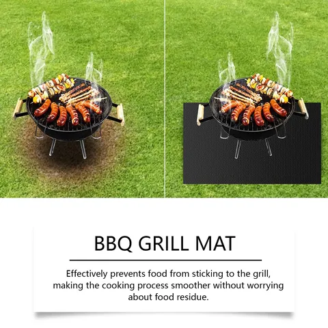 HozoneX BBQ Grill Mat Non-Stick Heat Resistant Reusable PTFE Coated Cloth Grilling Mat For Outdoor Camping Kitchen Gas Grill