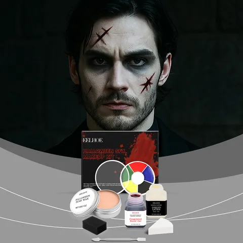 Professionelles Halloween SFX Make-up Kit Für Erwachsene Realistisches Kunstblut Narbenwachs Flüssiglatex Gesichtsbemalung Palette Mit Spatel Schwämme Für Zombie Horror Make-up