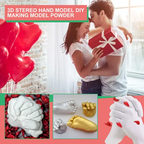 3D Stereo Hand Mold DIY Casting Kit Keepsake Hands Molding Powder Set For Couples Wedding Anniversary DIY Memorial Gift