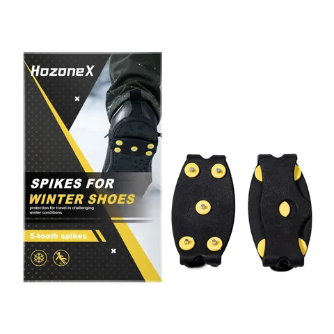 HOZONEX 5 Zähne Rutschfeste Steigeisen Für Schuhe Winter Schnee Eisgriffe Traktionsspikes Crampons Für Outdoor Wandern Gehen