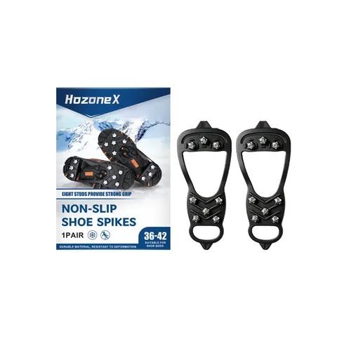 Outdoor Ice Cleats Anti-Slip Shoe Spikes Crampons PE Stainless Steel Gripper For Winter Walking Hiking Mountain Climbing Professional Traction Cleats
