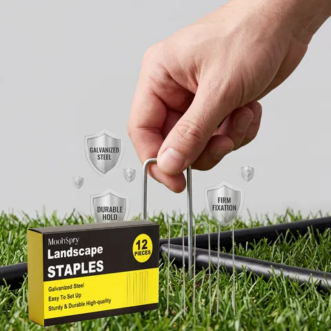 12 Pieces Galvanized Steel U-Shaped Landscape Staples Heavy Duty Garden Pegs For Securing Fences Tents Outdoor Fixation