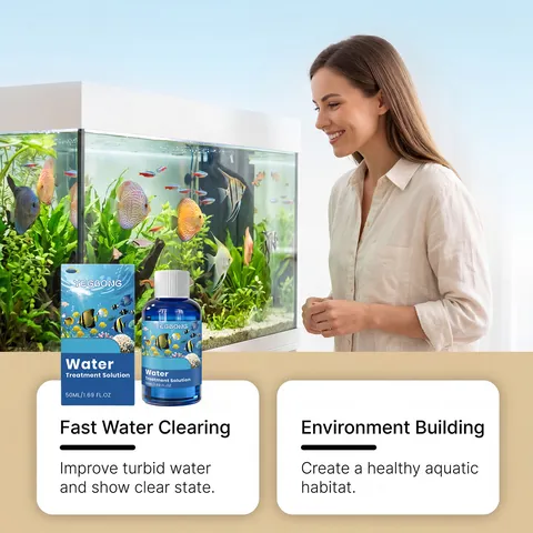 Solución Clarificadora de Agua de Acuario para Agua Cristalina Cuidado del Tanque de Peces Líquido de Tratamiento de Agua Botella Azul