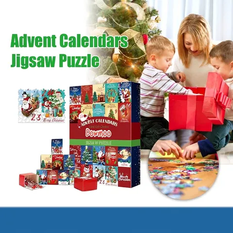 Puzzle de l'Avent de Noël Compte à Rebours Décoration de Fête Cadeau Créatif pour Enfants Adultes Maison