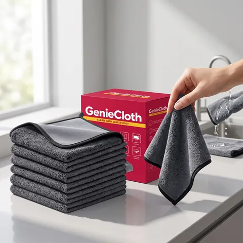 Microfiber Cleaning Cloth High Absorbent Soft Lint Free for Car Kitchen Glass Modern Grey Multipurpose Household Wiping Towel