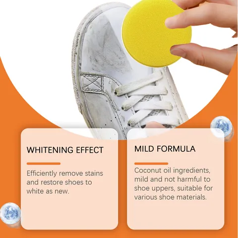 Multipurpose White Shoe Cleaner Paste with Cleaning Sponge Portable Whitening Cream for Sneakers and Canvas Shoes