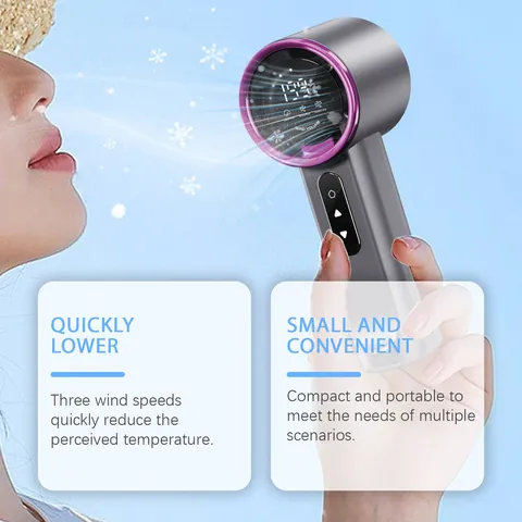 XORITA High Speed Handheld Turbo Fan LED Digital Display Portable USB Rechargeable 3 Speed Quiet Cooling Fan For Outdoor Home