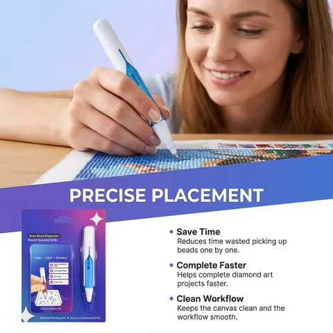 Stylo de Peinture Diamant Automatique Outil Sans Cire Placement Précis Distributeur de Perles Pour Forets Ronds Plastique DIY Broderie Accessoires
