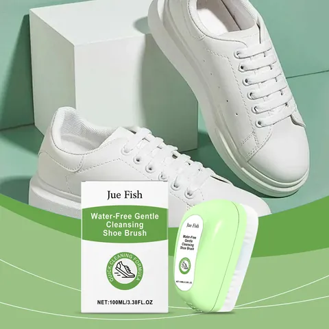 Portable White Shoe Cleaner Brush Set Water Free Gentle Formula Deep Stain Remover For Sneakers Leather Fabric Home Cleaning