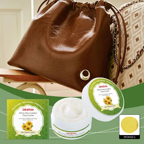 JAKEHOE Leather Care Cream Deep Nourishing Scratch Repair Paste For Furniture Bags Car Seats Leather Cleaner With Sponge