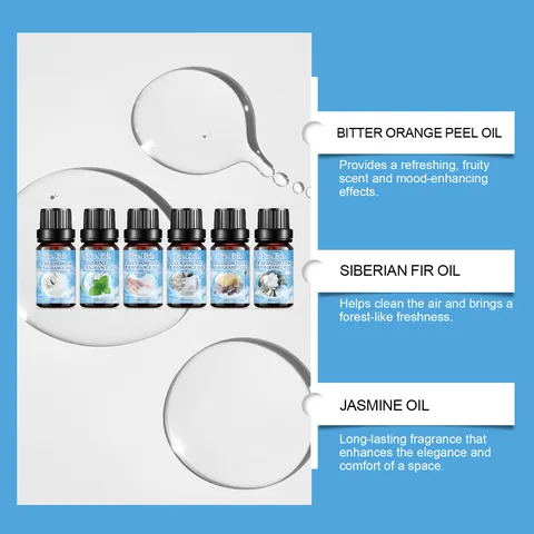 Jue-Fish Cleaning Essential Oils Set Long Lasting Natural Scent Fragrance Oil For Humidifier Aromatherapy Laundry Home Cleaning