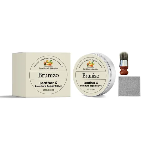 Brunizo Leder- und Möbelreparaturset Reinigungs- und Pflegesalbe für Sofas mit Holzbürste und Mikrofasertuch Möbelpflege-Kit