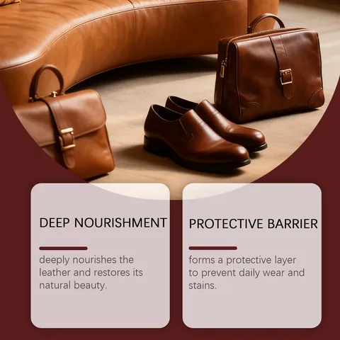 Brunizo Leather Bag Care Oil Paste Sheepskin Polishing Cleaning Nourishing Maintenance Set With Wooden Brush