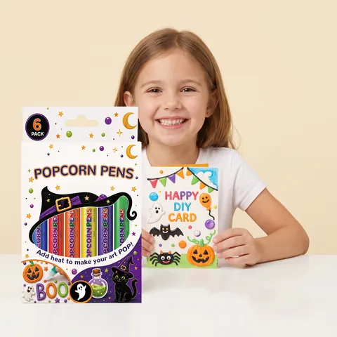 Halloween Popcorn Pens Puffy Paint Markers For Kids DIY Creative Drawing Multi Color Magic Stationery Set Festive Craft Tools