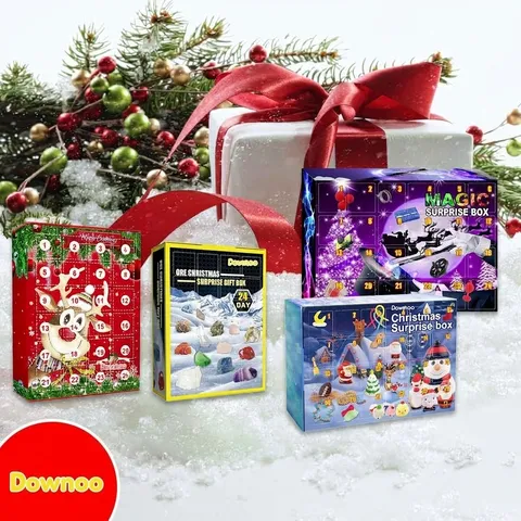 Calendario de Adviento de Navidad Caja Ciega Cuenta Regresiva Caja de Regalo Reno Papá Noel Sorpresa Adorno Festivo Para Niños Hogar Decoración