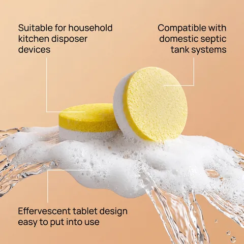 Garbage Disposal Cleaner Tablets Deodorizer Foam Sink Kitchen Cleaning Citrus Scent Septic Safe Pipe Maintenance Tablet