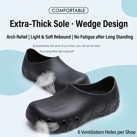 Professional Non-Slip Chef Shoes Waterproof Oil-Proof Kitchen Work Shoes EVA Integrated Molding Lightweight Safety Footwear Unisex