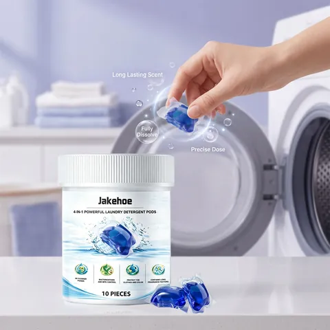 JAKEHOE 4-σε-1 Ισχυρές Κάψουλες Πλυσίματος 8Χ Καθαριστική Ισχύς Αντιβακτηριακή Προστασία Χρώματος Συμπυκνωμένες Χάντρες Απορρυπαντικού Για Πλύσιμο
