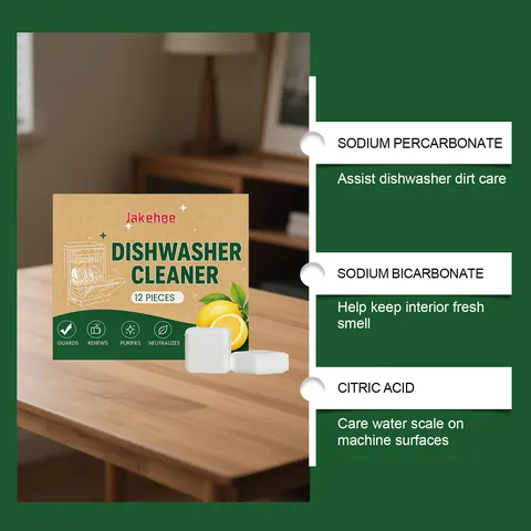 12 Pieces Powerful Dishwasher Cleaner Deodorizer Tablets Effective Grease Stain Removal For Household Kitchen Dishwashing Machine