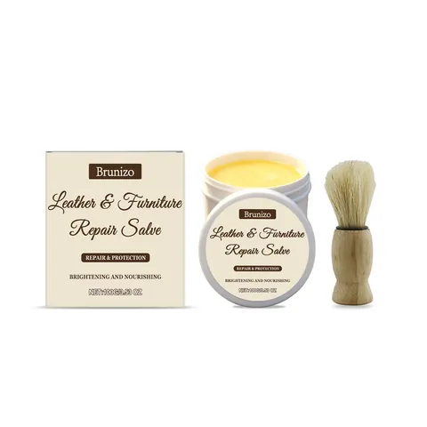 Bálsamo Reparador de Cuero y Muebles Brunizo Crema Nutritiva con Cepillo para Sofá de Cuero Zapatos Bolsos Pulido