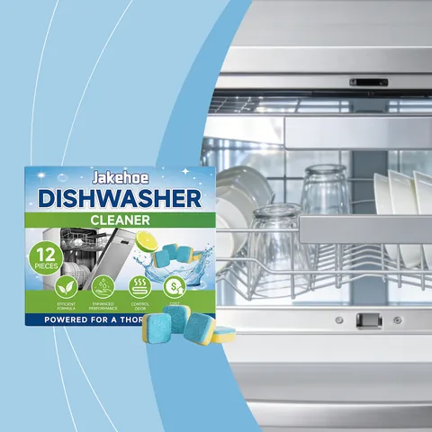 JAKEHOE Dishwasher Cleaning Tablets Efficient Deep Descaling Odor Removal Gentle Formula Machine Care Detergent 12 Pieces