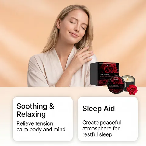 Scharlachrote Rose Ebenholz Massage Duftkerze Sojawachs Ätherisches Öl Kerze Romantische Aromatherapie Geschenk Valentinstag Damen