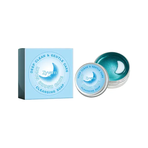 Zyvarn Moon Makeup Brush Cleansing Soap Gentle Deep Clean Solid Soap For Makeup Sponge Beauty Egg Cleaning Tool With Aluminum Box