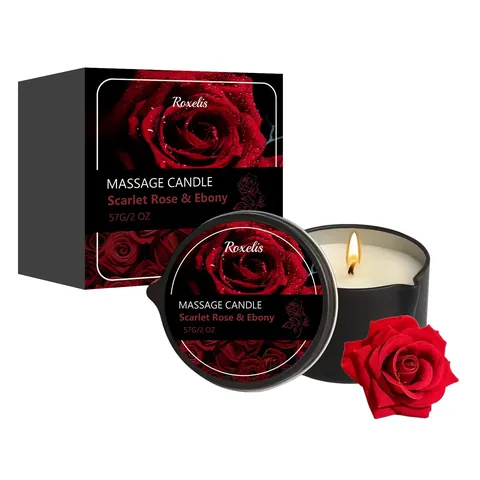 Scharlachrote Rose Ebenholz Massage Duftkerze Sojawachs Ätherisches Öl Kerze Romantische Aromatherapie Geschenk Valentinstag Damen