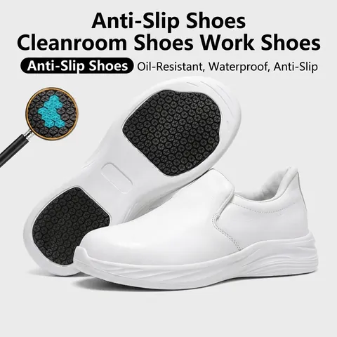 Professional Anti-slip Work Shoes White Black Slip-on Chef Shoes Waterproof Oil-resistant For Food Workshop Factory Hospital Unisex EVA Safety Shoes